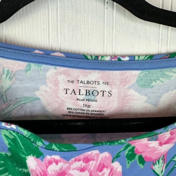 Talbots Tee Plus size Petite 1XP Floral print Blue - Picture 5 of 5